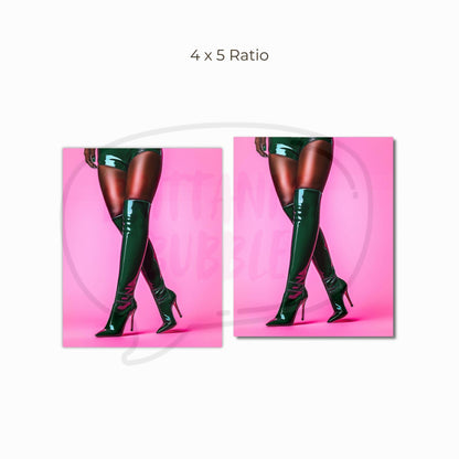 Sultry Fashion Wall Art – Black Woman in Green Patent Boots (Digital Download)