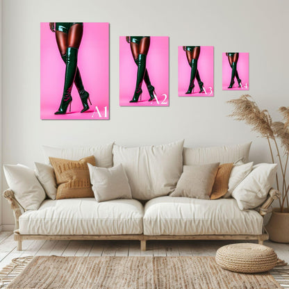 Sultry Fashion Wall Art – Black Woman in Green Patent Boots (Digital Download)