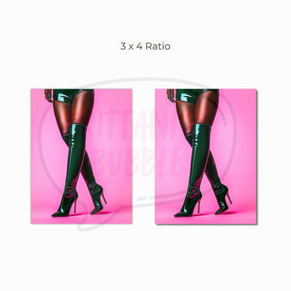 Sultry Fashion Wall Art – Black Woman in Green Patent Boots (Digital Download)