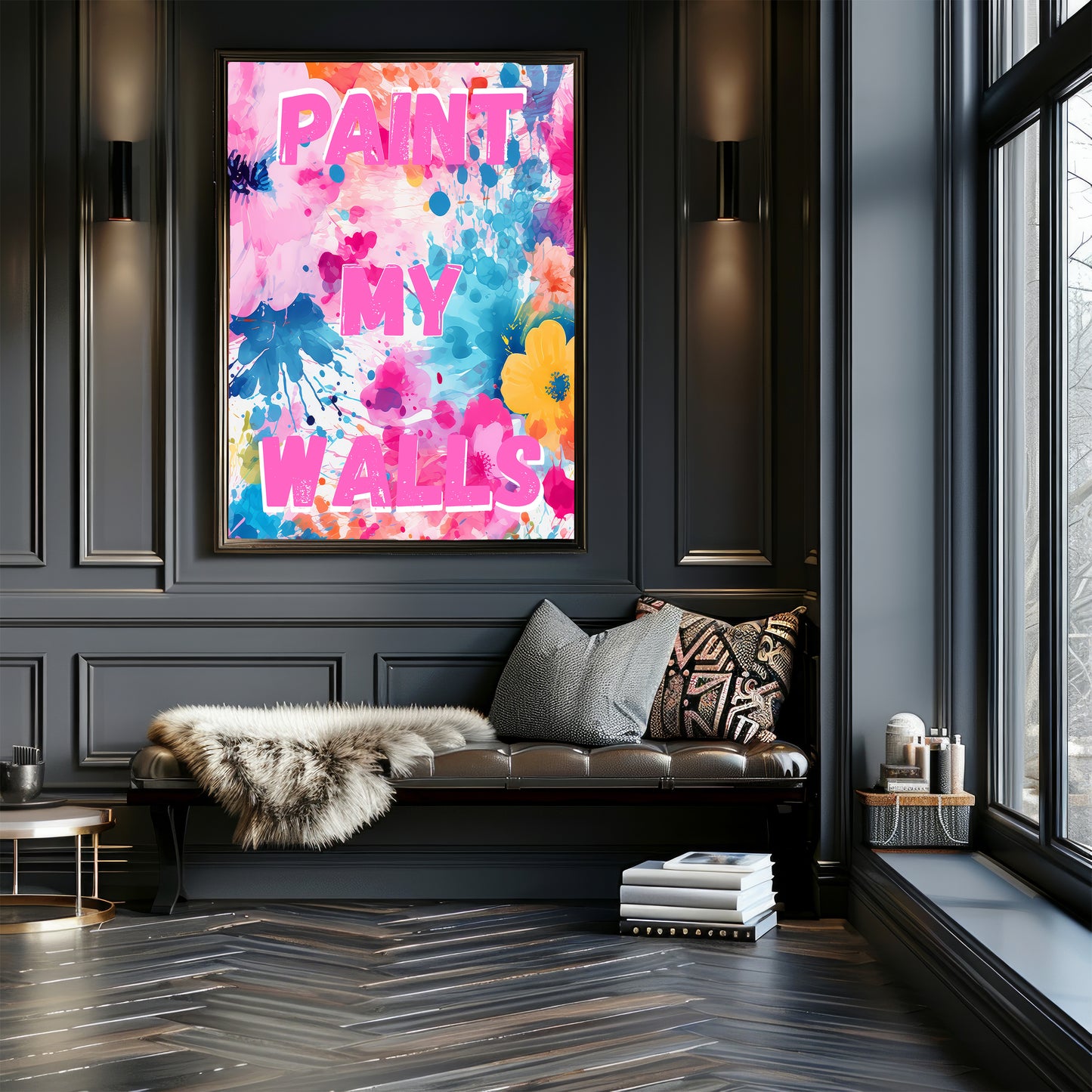 Paint My Walls Printable Wall Art – Bold Floral Splash (24x30, 3:4 Ratio) – Instant Download