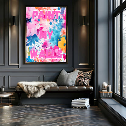 Paint My Walls Printable Wall Art – Bold Floral Splash (24x30, 3:4 Ratio) – Instant Download